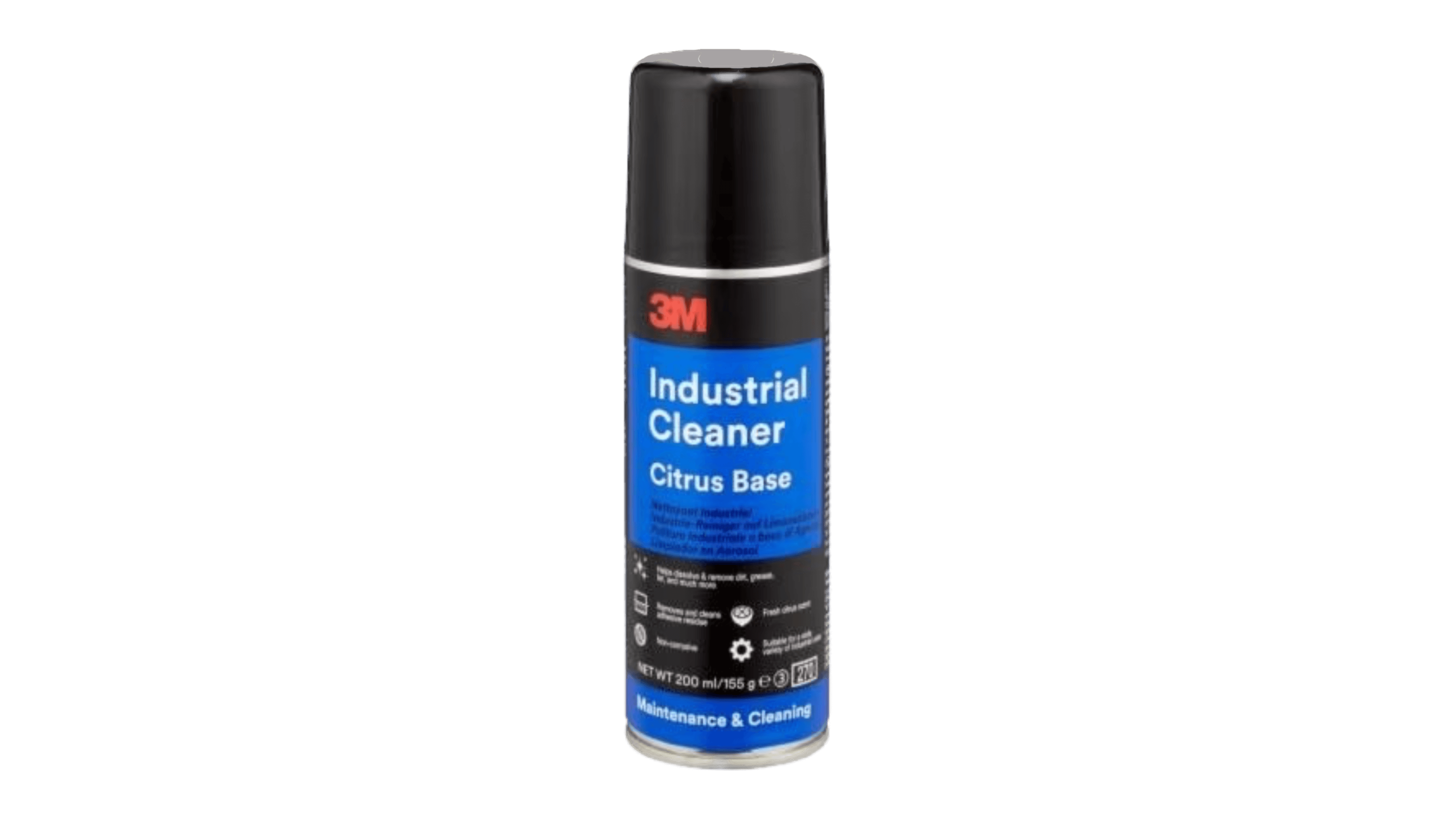 3M Industrial Cleaner with Citrus Base in a spray can, designed for dissolving dirt and adhesives.