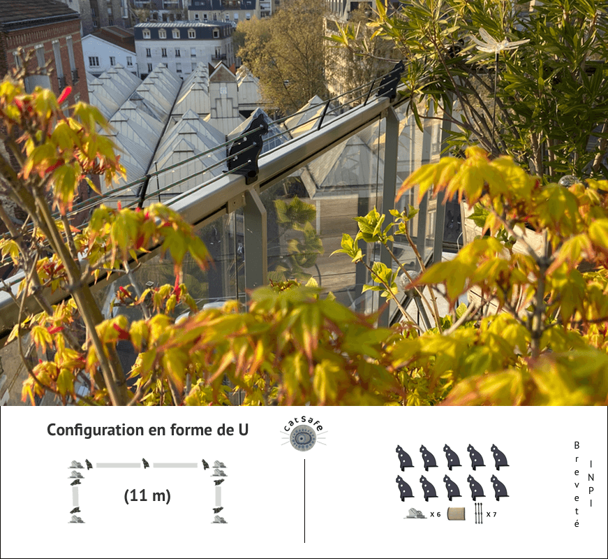 Kit de protection pour balcons en forme de U de 11m - Catsafe