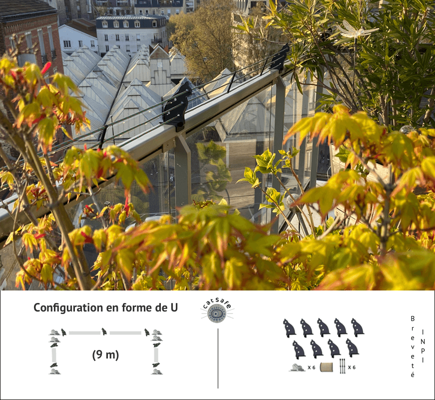 Kit de protection pour balcons en forme de U de 9m - Catsafe
