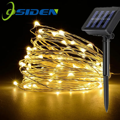Guirlande lumineuse solaire LED pour extérieur 7 m, 12 m ou 22 m, étanche, pour les fêtes, guirlande de Noël solaire pour le jardin