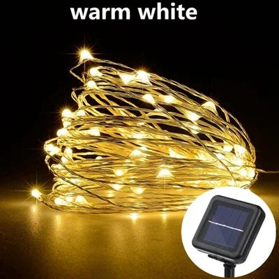 Guirlande lumineuse solaire LED pour extérieur 7 m, 12 m ou 22 m, étanche, pour les fêtes, guirlande de Noël solaire pour le jardin