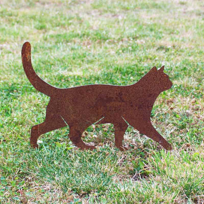 Chat qui marche – Silhouette décorative en métal pour jardin ou terrasse