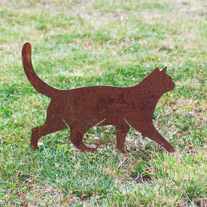 Chat qui marche – Silhouette décorative en métal pour jardin ou terrasse