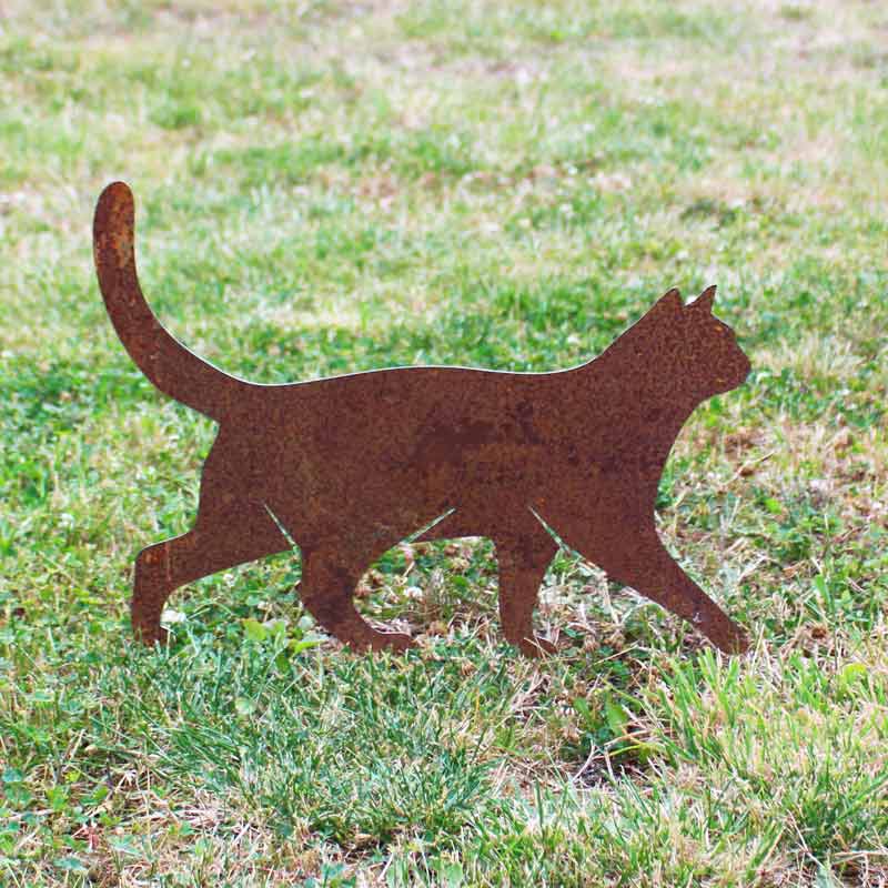 Chat qui marche – Silhouette décorative en métal pour jardin ou terrasse