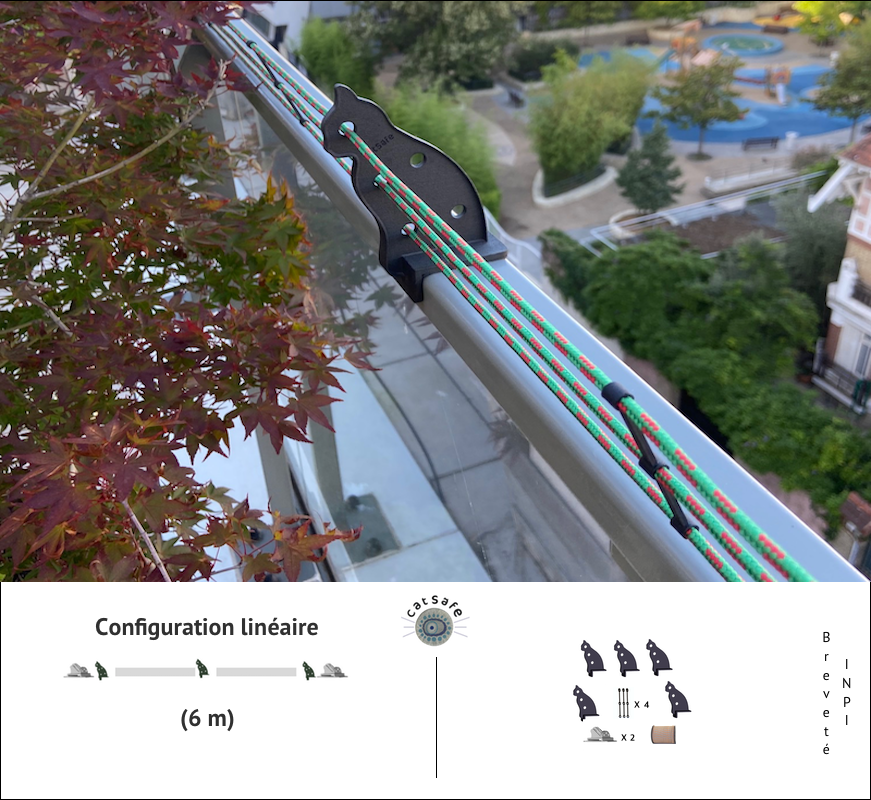 Protection pour balcons et terrasses linéaires de 6m - Catsafe